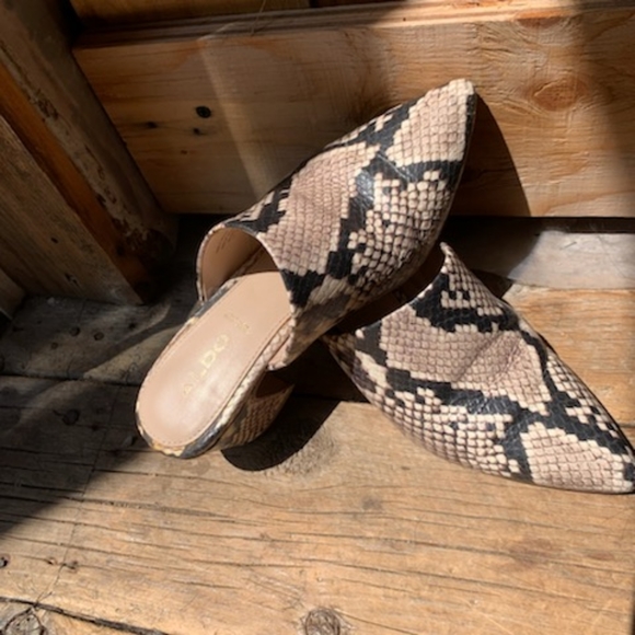 Aldo Leather Animal Print Mules - Picture 3 of 4